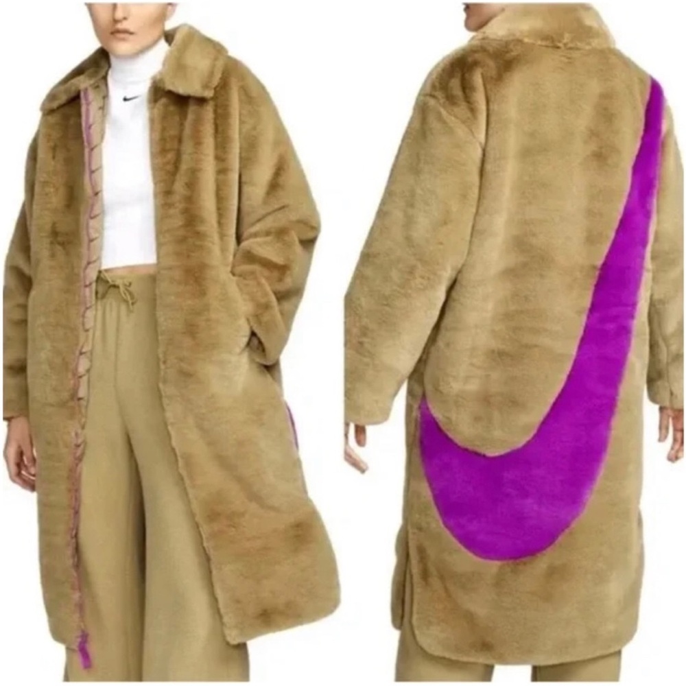 Nike Tan and Purple Teddy Jacket